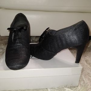 Grey closed toe ankle heels